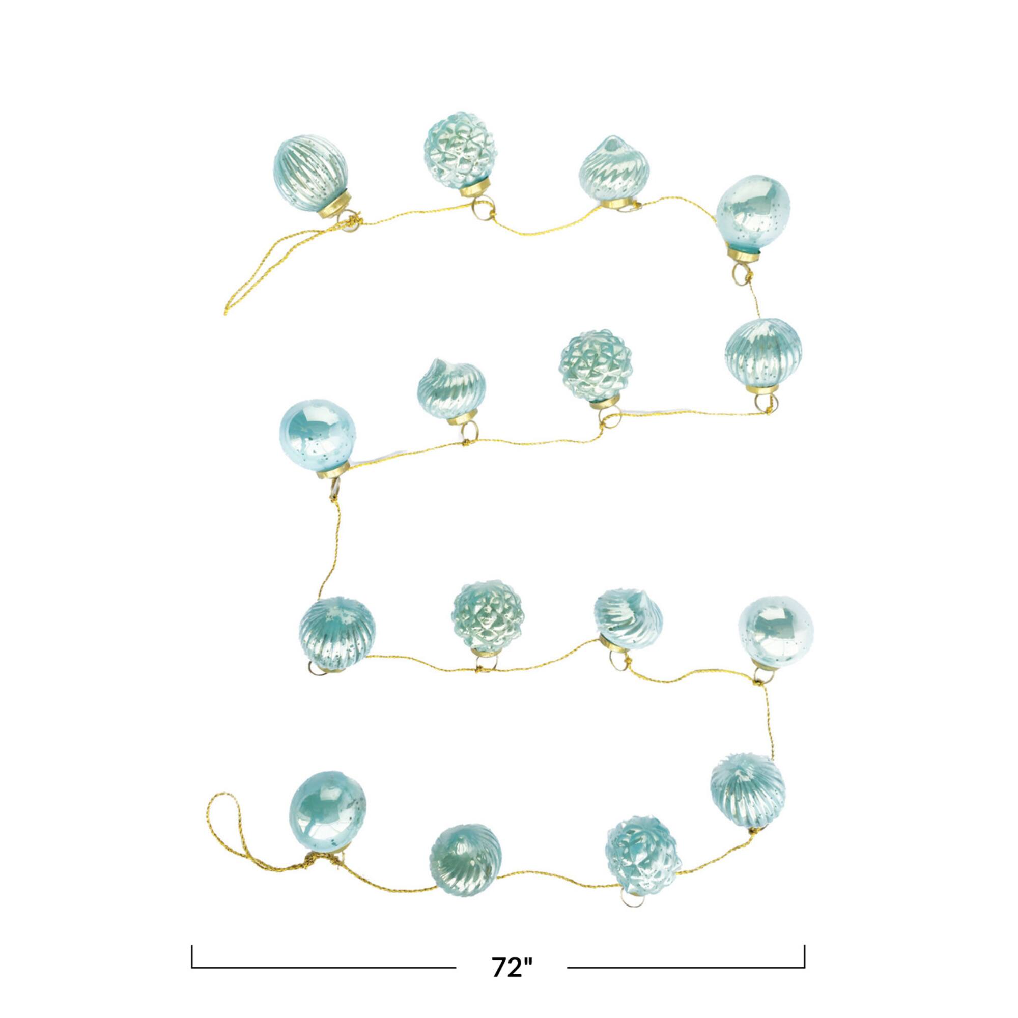 Hello Honey® 6ft. Mint Green Embossed Mercury Glass Ornament Garland